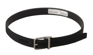 Black Canvas Leather Silver Tone Metal Buckle Belt Dolce & Gabbana