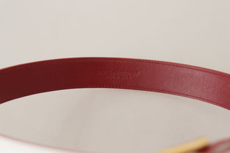 White Calf Leather Two-Toned Gold Metal Buckle Belt Dolce & Gabbana