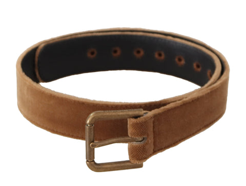 Brown Velvet Bronze Vintage Logo Metal Buckle Belt Dolce & Gabbana