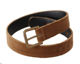 Brown Velvet Bronze Vintage Logo Metal Buckle Belt Dolce & Gabbana