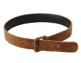 Brown Velvet Bronze Vintage Logo Metal Buckle Belt Dolce & Gabbana