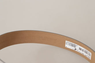 Silver Leather Gold Tone Logo Metal Buckle Belt Dolce & Gabbana