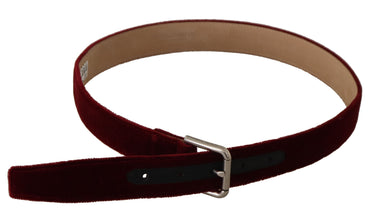 Red Velvet Silver Logo Engraved Metal Buckle Belt Dolce & Gabbana