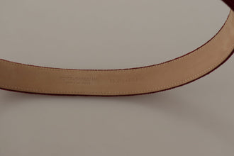 Red Velvet Silver Logo Engraved Metal Buckle Belt Dolce & Gabbana