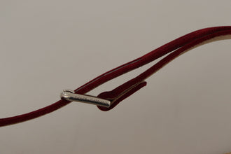 Red Velvet Silver Logo Engraved Metal Buckle Belt Dolce & Gabbana