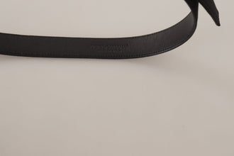Black Calfskin Leather Vintage Metal Buckle Belt Dolce & Gabbana