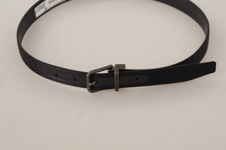 Black Calfskin Leather Vintage Metal Buckle Belt Dolce & Gabbana