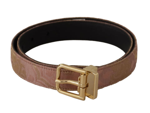 Rose Gold Leather Logo Engraved Metal Buckle Belt Dolce & Gabbana
