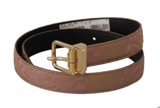 Rose Gold Leather Logo Engraved Metal Buckle Belt Dolce & Gabbana