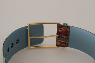 Multicolor Embroidered Leather Gold Metal Buckle Belt Dolce & Gabbana