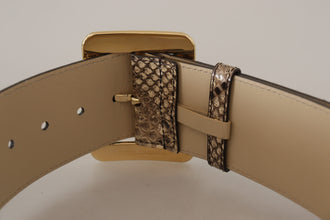Brown Exotic Wide Waist Leather Gold Metal Buckle Belt Dolce & Gabbana