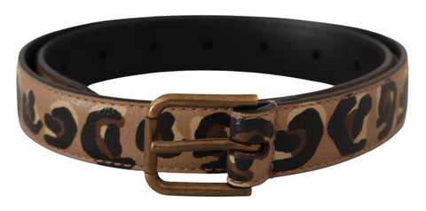 Brown Leopard Print Vintage Metal Waist Buckle Belt Dolce & Gabbana