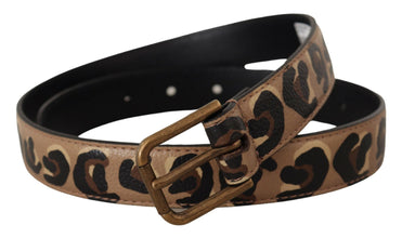 Brown Leopard Print Vintage Metal Waist Buckle Belt Dolce & Gabbana