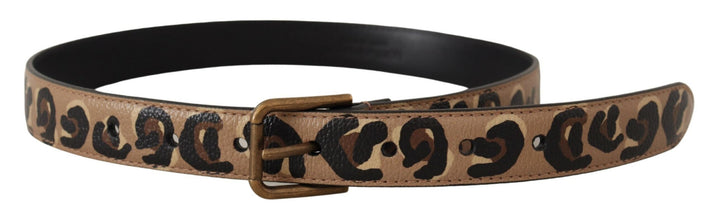 Brown Leopard Print Vintage Metal Waist Buckle Belt Dolce & Gabbana
