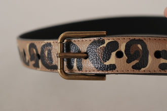 Brown Leopard Print Vintage Metal Waist Buckle Belt Dolce & Gabbana