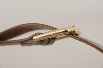 Bronze Calf Leather Gold Logo Waist Buckle Belt Dolce & Gabbana