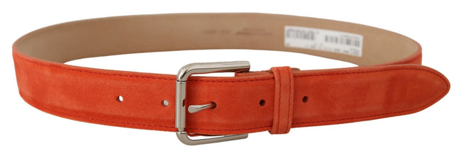 Orange Leather Suede Silver Logo Metal Buckle Belt Dolce & Gabbana