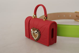 Green Leather Devotion Heart Micro Bag Headphones Belt Dolce & Gabbana