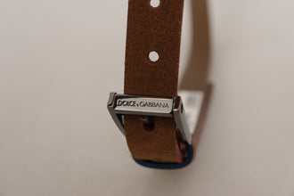 Brown Logo Engraved Metal Waist Buckle Belt Dolce & Gabbana