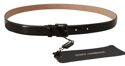 Black Patent Leather Logo Metal Waist Buckle Belt Dolce & Gabbana