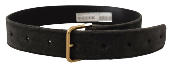 Brown Velvet Gold Tone Logo Metal Waist Buckle Belt Dolce & Gabbana