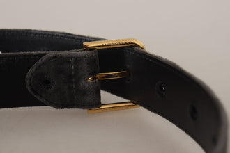 Brown Velvet Gold Tone Logo Metal Waist Buckle Belt Dolce & Gabbana