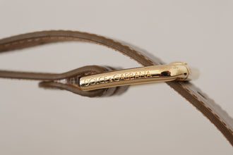 Bronze Leather Gold Logo Engraved Waist Buckle Belt Dolce & Gabbana