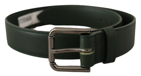 Army Green Leather Logo Metal Waist Buckle Belt Dolce & Gabbana