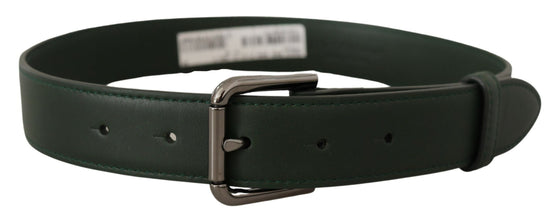 Army Green Leather Logo Metal Waist Buckle Belt Dolce & Gabbana