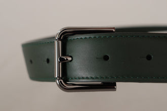 Army Green Leather Logo Metal Waist Buckle Belt Dolce & Gabbana