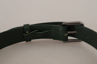 Army Green Leather Logo Metal Waist Buckle Belt Dolce & Gabbana
