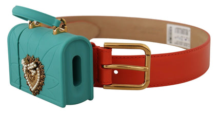 Orange Leather Devotion Heart Micro Bag Headphones Belt Dolce & Gabbana