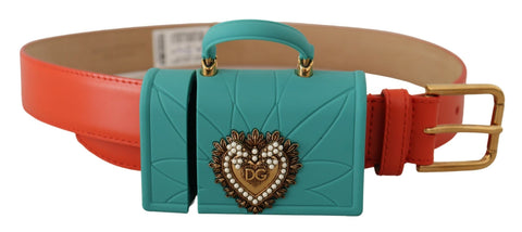 Orange Leather Devotion Heart Micro Bag Headphones Belt Dolce & Gabbana