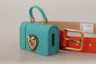 Orange Leather Devotion Heart Micro Bag Headphones Belt Dolce & Gabbana