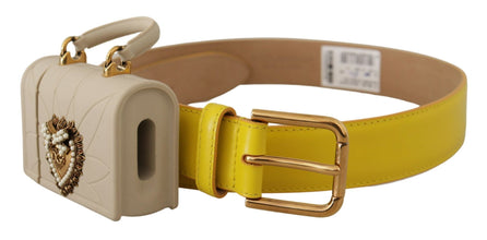 Yellow Leather Devotion Heart Micro Bag Headphones Belt Dolce & Gabbana