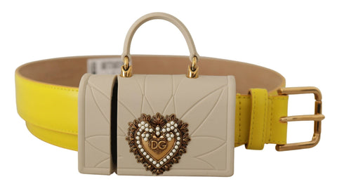 Yellow Leather Devotion Heart Micro Bag Headphones Belt Dolce & Gabbana