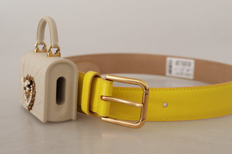 Yellow Leather Devotion Heart Micro Bag Headphones Belt Dolce & Gabbana