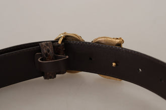 Brown Amore Animal Print Exotic Leather Logo Buckle Belt Dolce & Gabbana