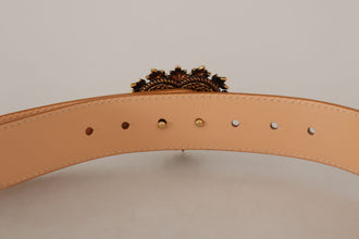 Beige Croc Pattern DEVOTION Heart DG Waist Buckle Belt Dolce & Gabbana