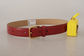 Red Leather Yellow DEVOTION Heart Bag Buckle Belt Dolce & Gabbana