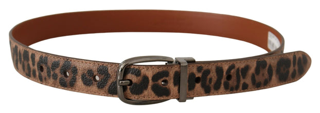 Brown Leopard Embossed Leather Buckle Belt Dolce & Gabbana