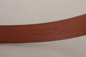 Brown Leopard Embossed Leather Buckle Belt Dolce & Gabbana