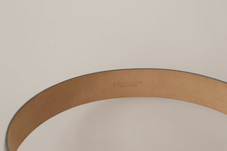 Metallic Silver Leather Metal Waist Buckle Belt Dolce & Gabbana