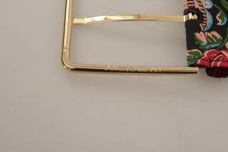 Red Embroidered Leather Gold Logo Metal Buckle Belt Dolce & Gabbana