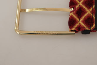 Multicolor Wide Leather Floral Gold Metal Buckle Belt Dolce & Gabbana