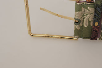 Multicolor Leather Embroidered Gold Metal Buckle Belt Dolce & Gabbana