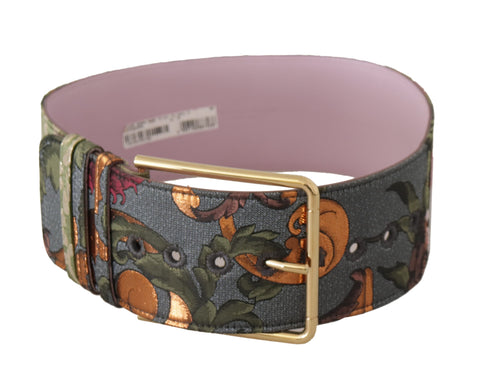 Multicolor Leather Embroidered Gold Metal Buckle Belt Dolce & Gabbana