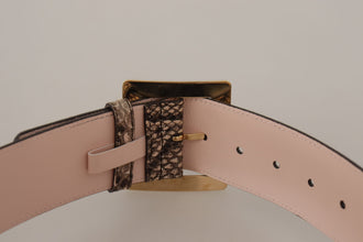 Beige Exotic Leather Wide Gold Metal Buckle Belt Dolce & Gabbana