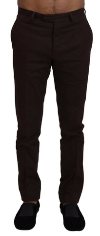 Brown Cotton Tapered Formal Men Pants BENCIVENGA