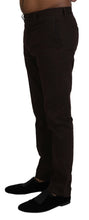 Brown Cotton Tapered Formal Men Pants BENCIVENGA